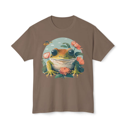 Vintage Frog Art T Shirt With Floral Full Color Print Unisex Tee