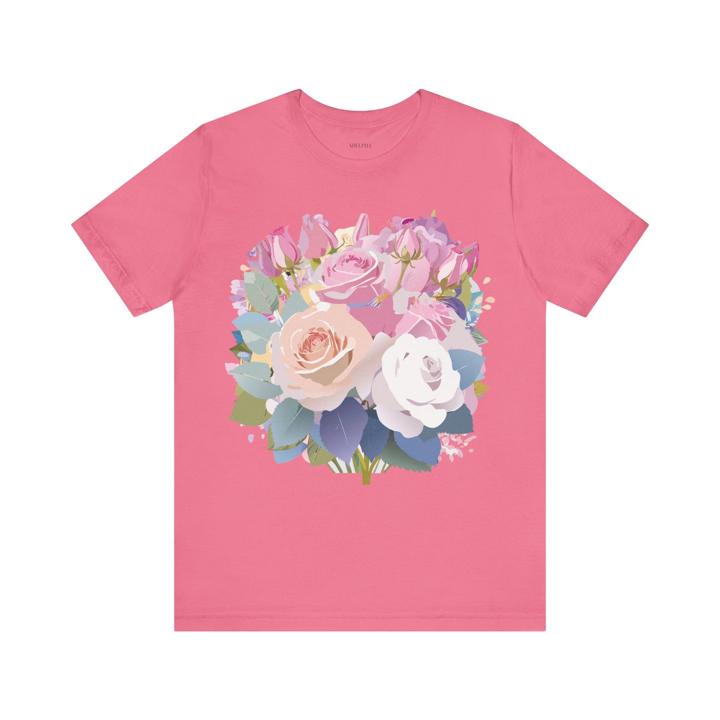 Natural Cotton Tee Shirt with Flowers