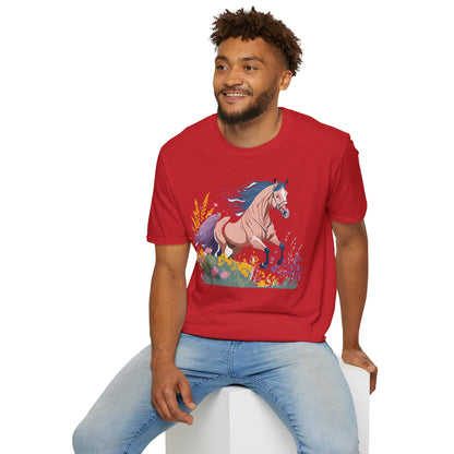 Unisex Horse Shirt With Animal Design Gildan Softstyle 64000 Tee