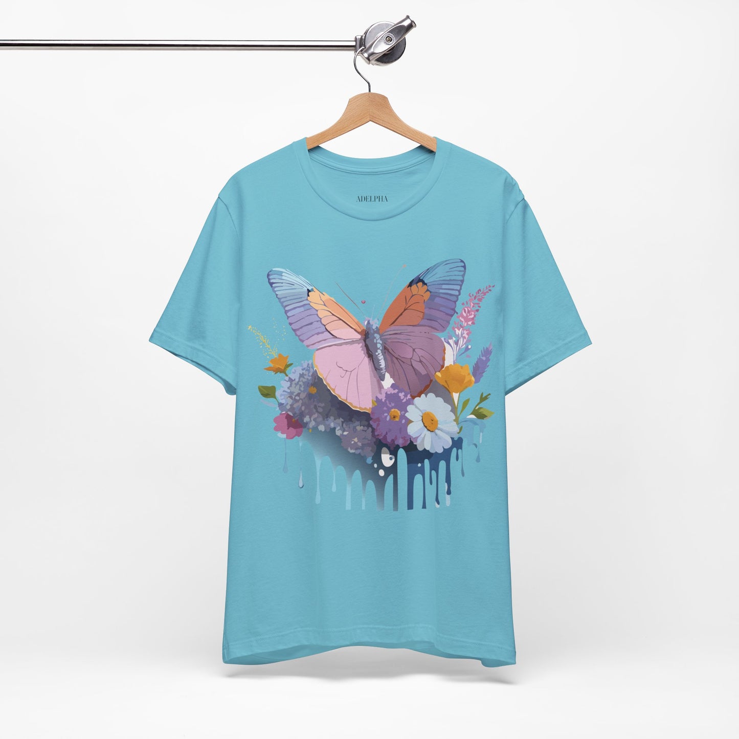 Natural Cotton Tee Shirt with Butterfly