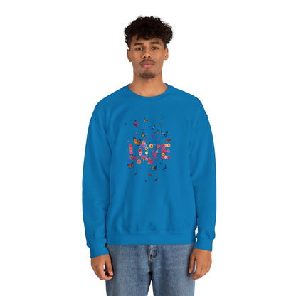 Unisex Floral Love Butterfly Sweatshirt 50 50 Cotton Poly Valentines Day