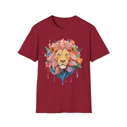 Lion Shirt Unisex Floral Lion Tee Animal Print Softstyle Tee