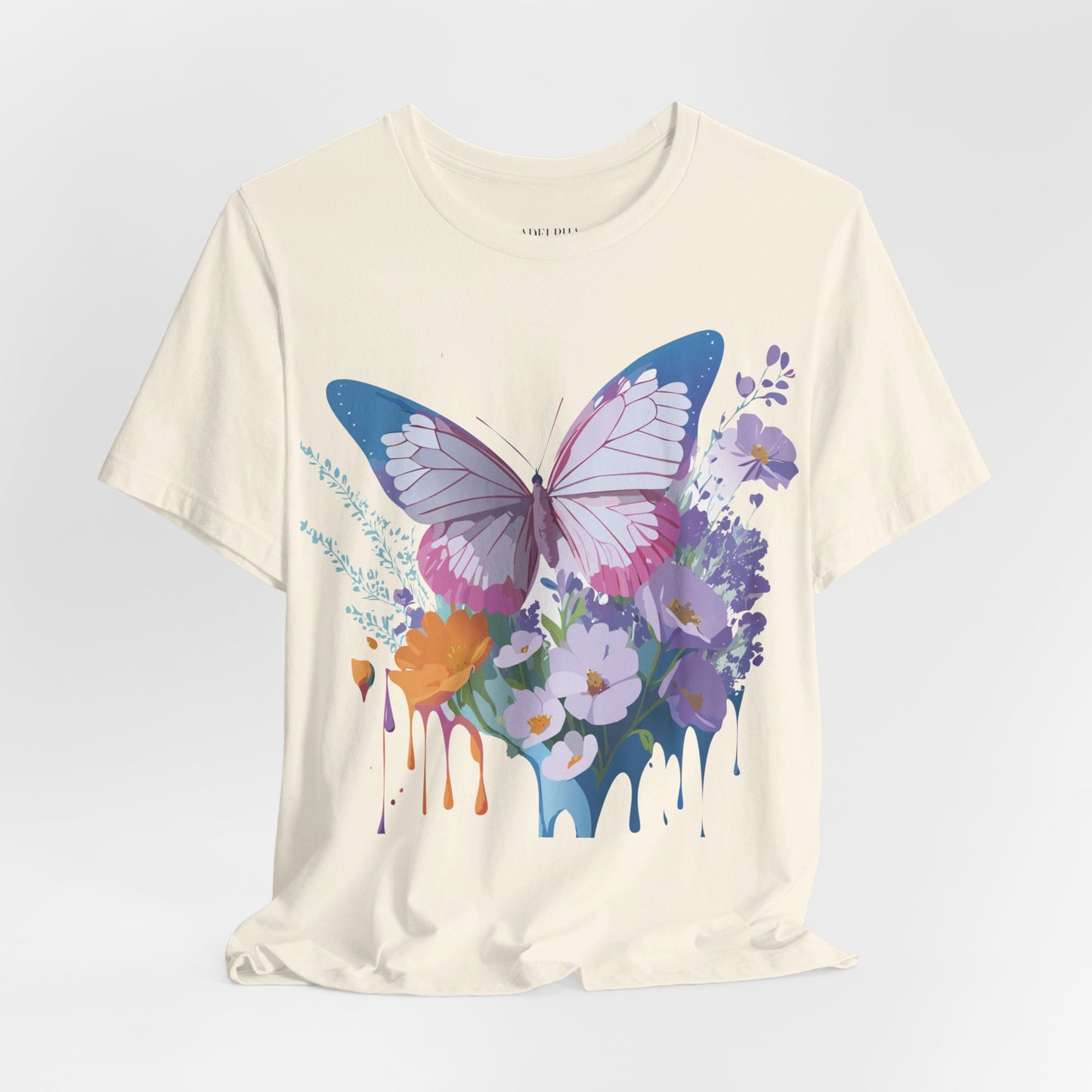 Natural Cotton Tee Shirt with Butterfly