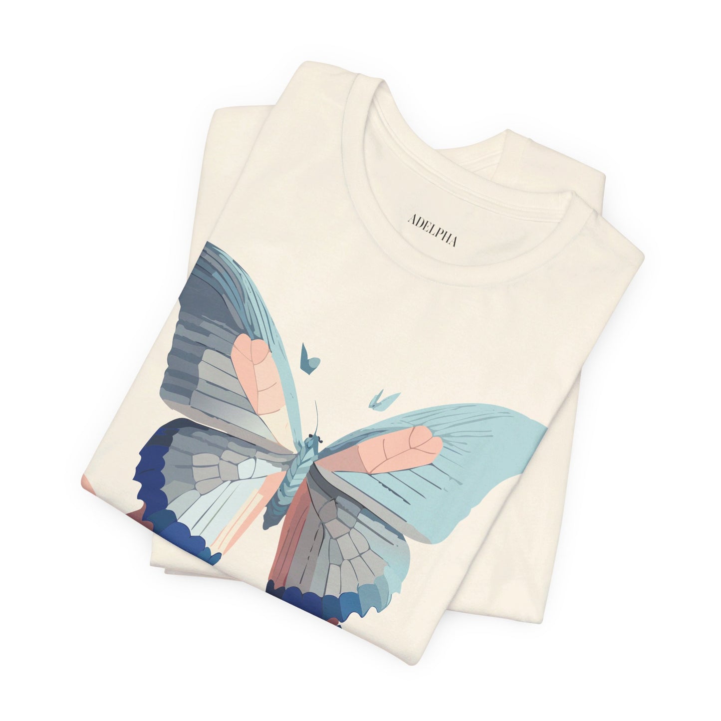 Natural Cotton Tee Shirt with Butterfly