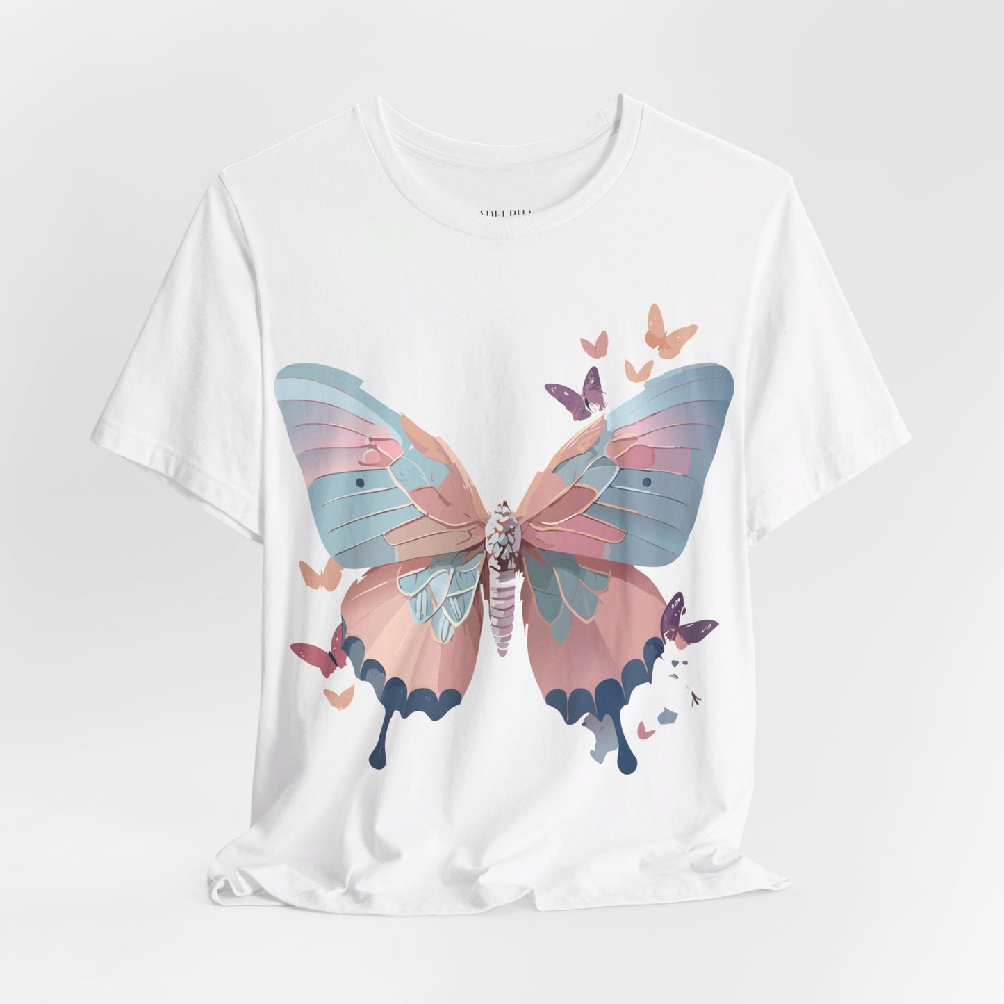 Natural Cotton Tee Shirt with Butterfly