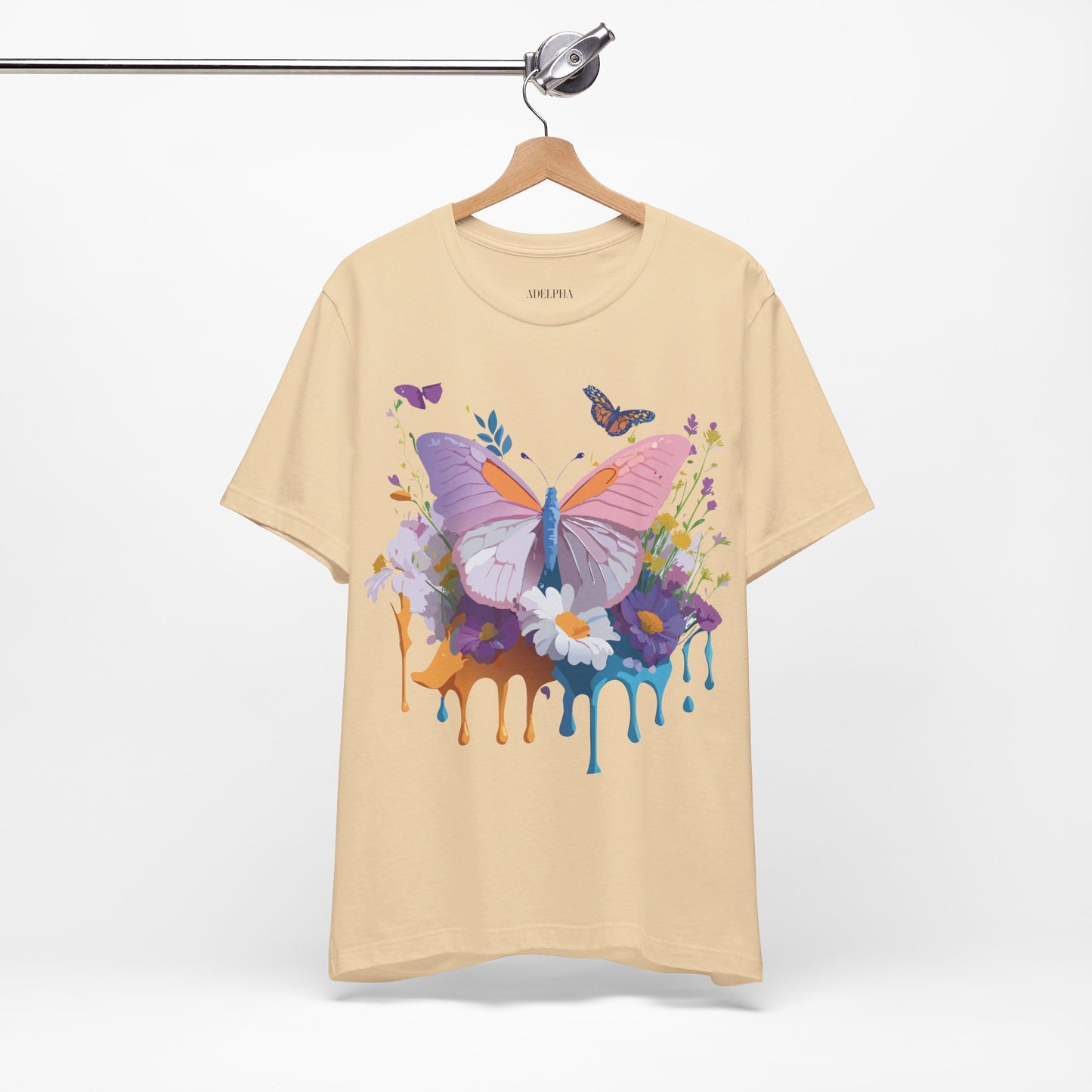 Natural Cotton Tee Shirt with Butterfly