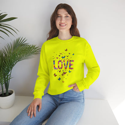Unisex Floral Love Sweatshirt Fifty Fifty Cotton Poly Valentines Day