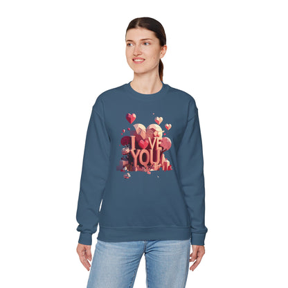 Unisex Heart Love Sweatshirt Floral Valentines Day Cotton Poly Fifty Fifty Blend