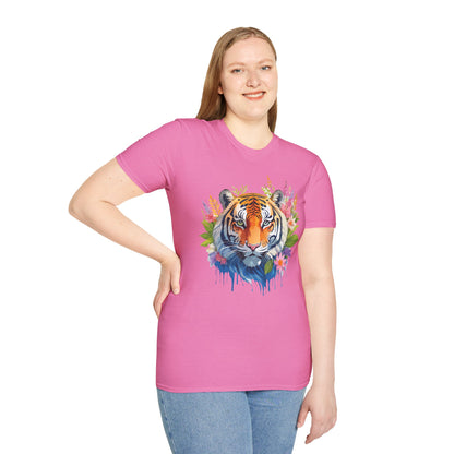 Tiger Print Unisex Gildan Softstyle Tee 64000 100 Percent Ring Spun Cotton