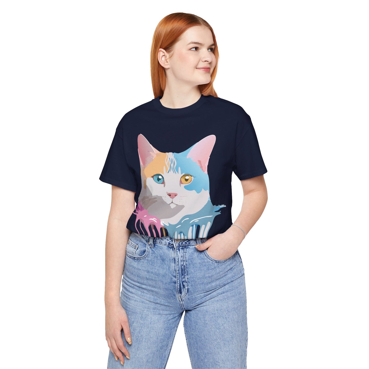 T-Shirt aus natürlicher Baumwolle mit Katze