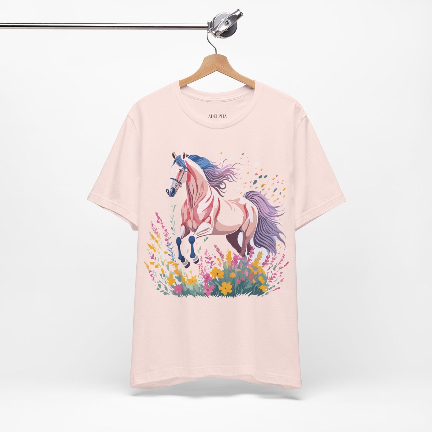 Natural Cotton Tee Shirt with Horse