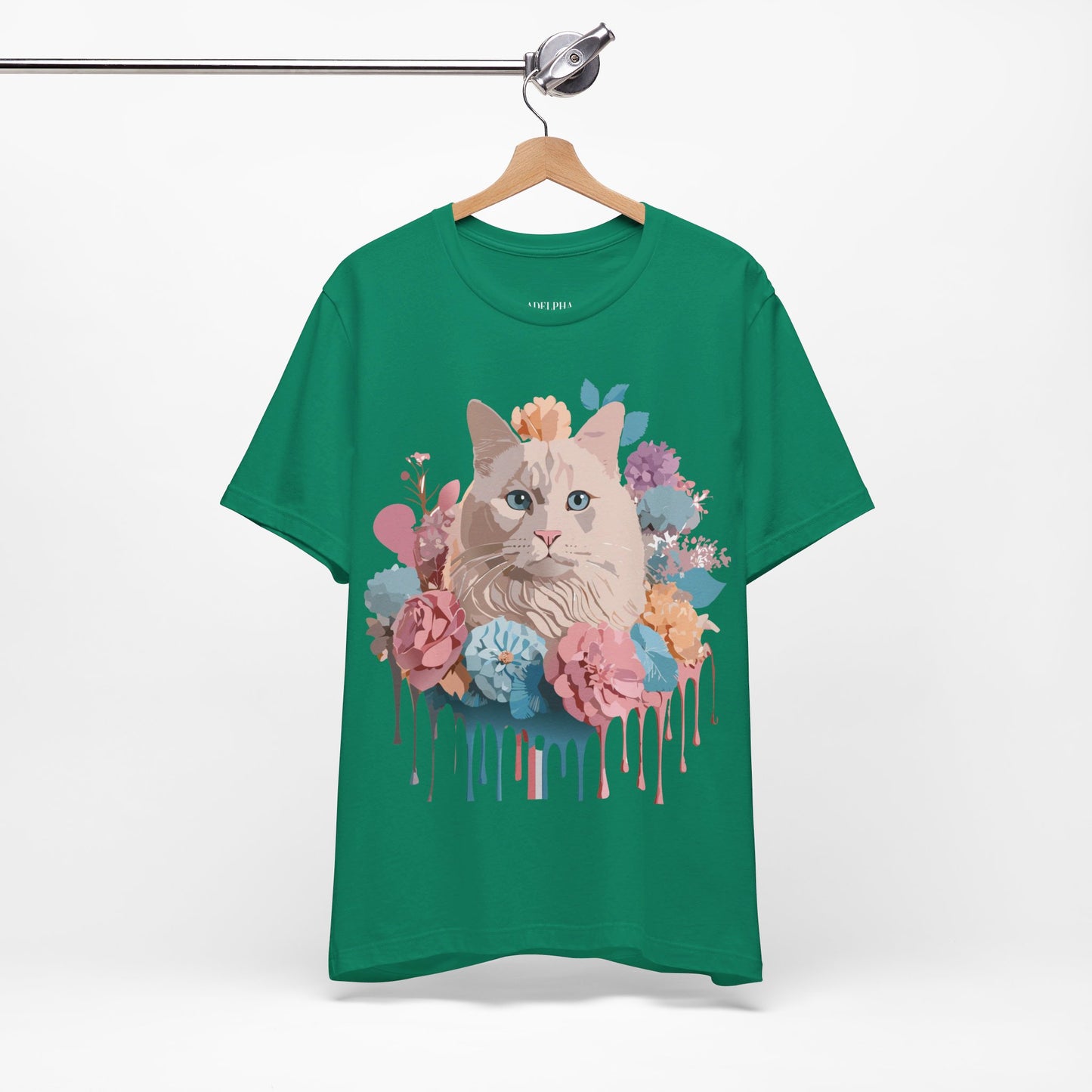 Natural Cotton Tee Shirt with Cat