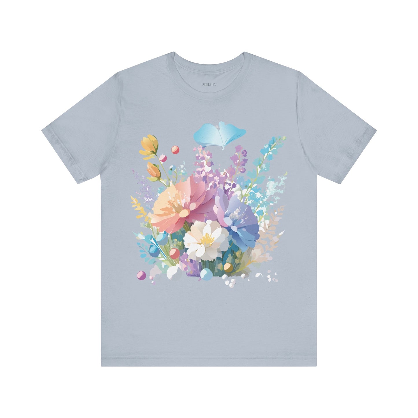 Natural Cotton Tee Shirt with Flowers