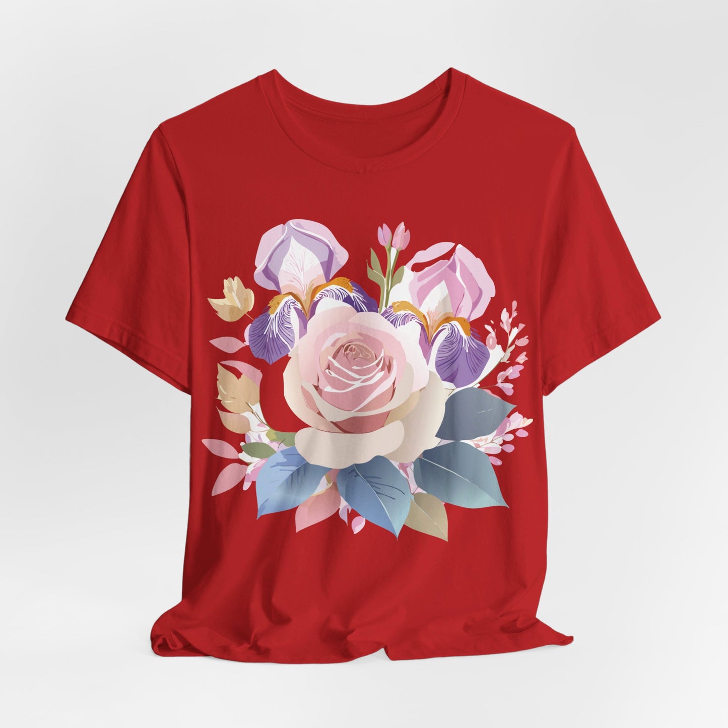 Natural Cotton Tee Shirt with Flowers