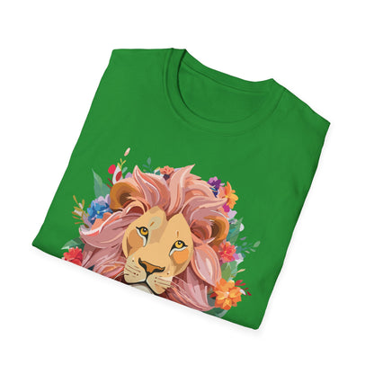 Lion Shirt Unisex Floral Lion Tee Animal Print Softstyle Tee