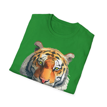 Tiger Print T Shirt Unisex Animal Tee 100 Percent Cotton Softstyle Gildan 64000