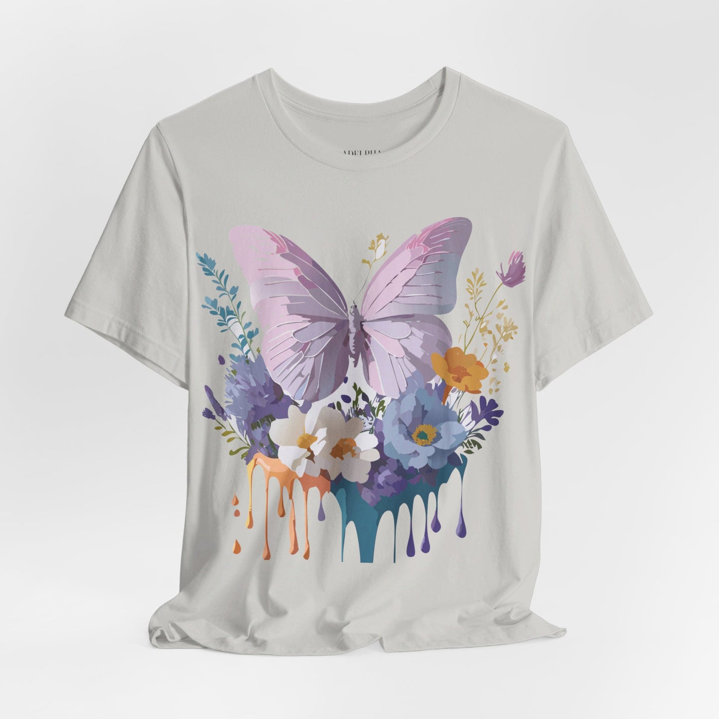 Natural Cotton Tee Shirt with Butterfly