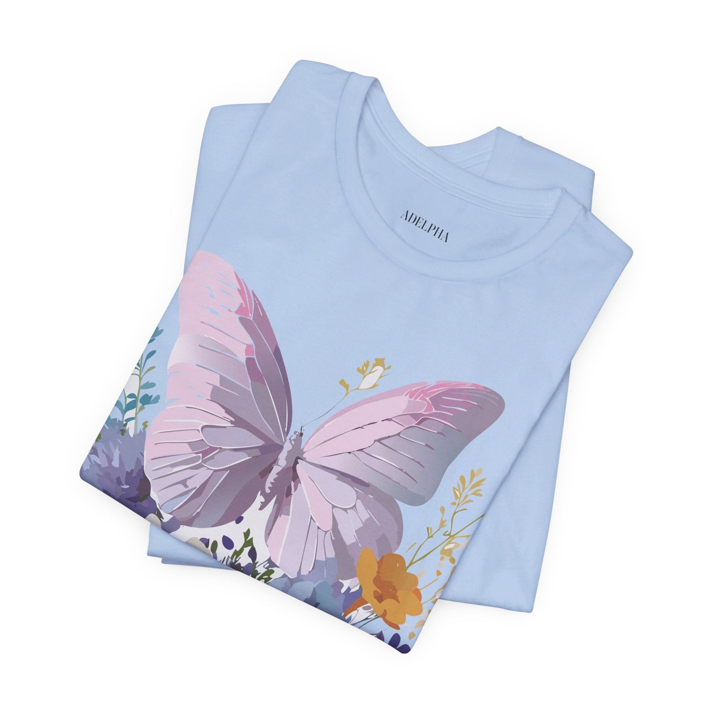 Natural Cotton Tee Shirt with Butterfly