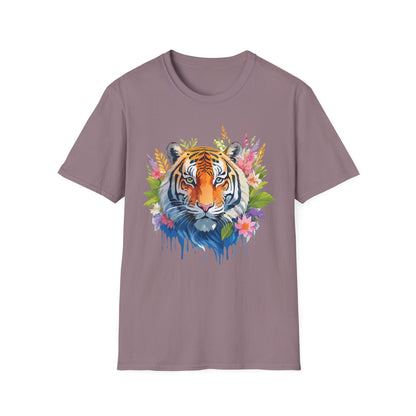 Tiger Print Unisex Gildan Softstyle Tee 64000 100 Percent Ring Spun Cotton