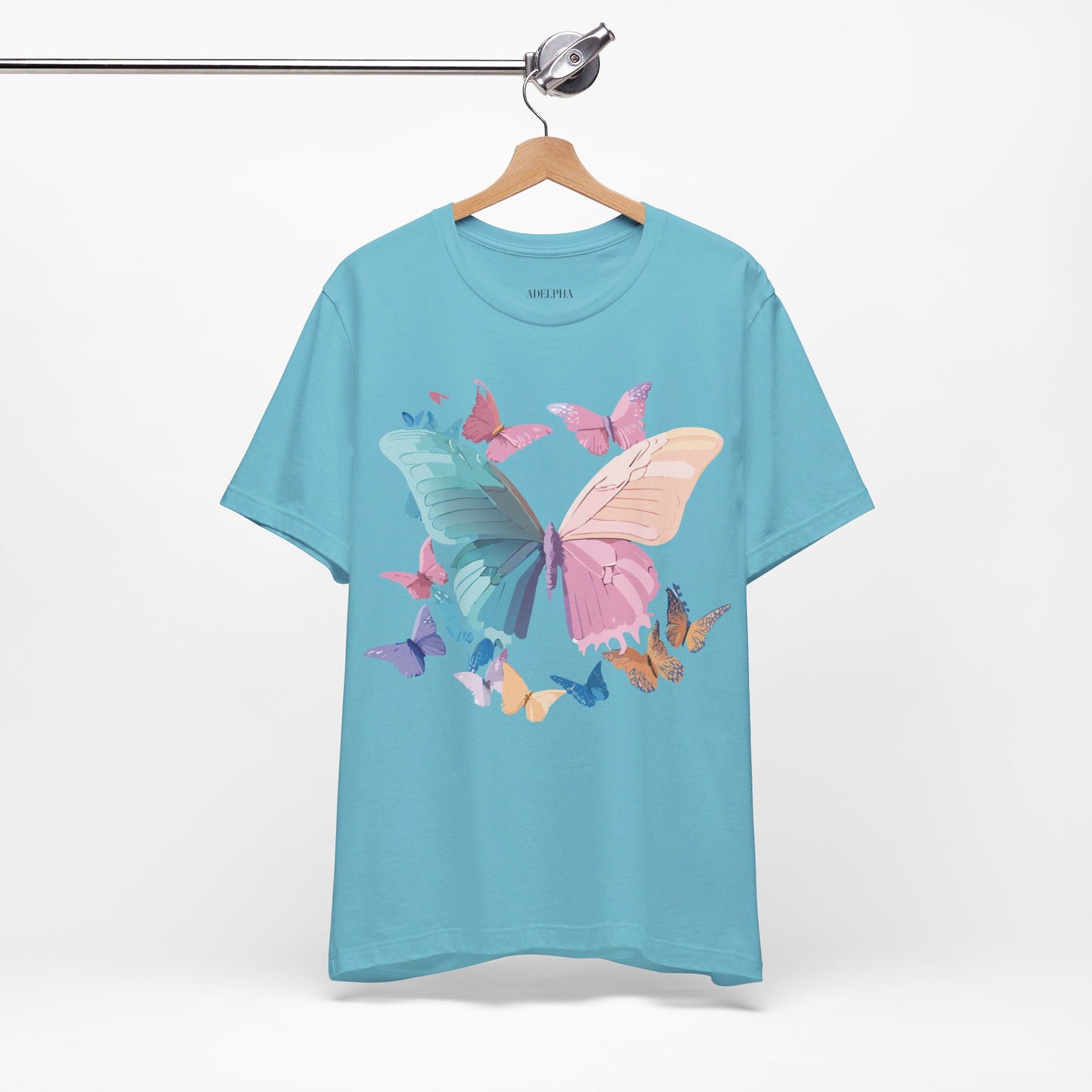 Natural Cotton Tee Shirt with Butterfly