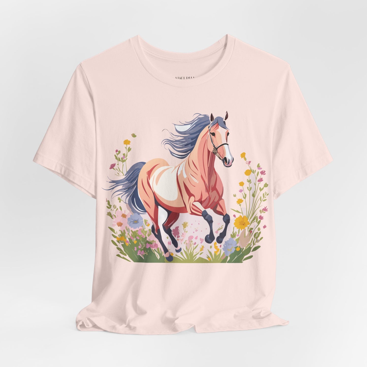 Natural Cotton Tee Shirt with Horse