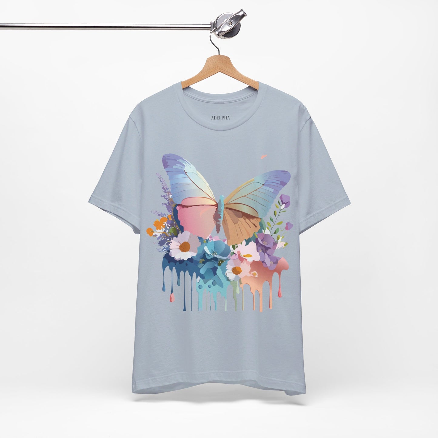 Natural Cotton Tee Shirt with Butterfly