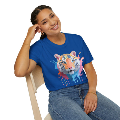 Tiger Print Unisex Softstyle T Shirt Gildan 64000 Comfort Tee