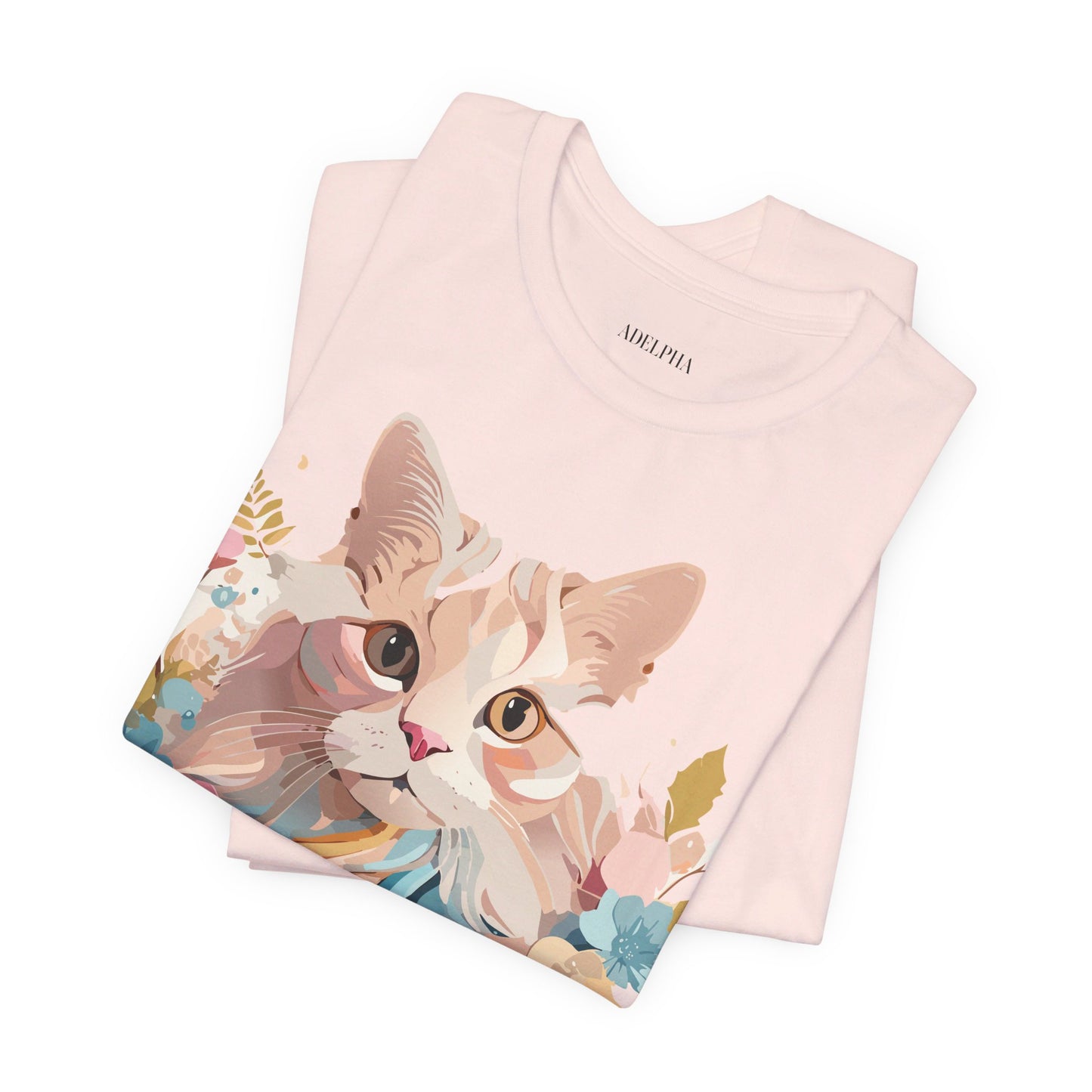 Natural Cotton Tee Shirt with Cat