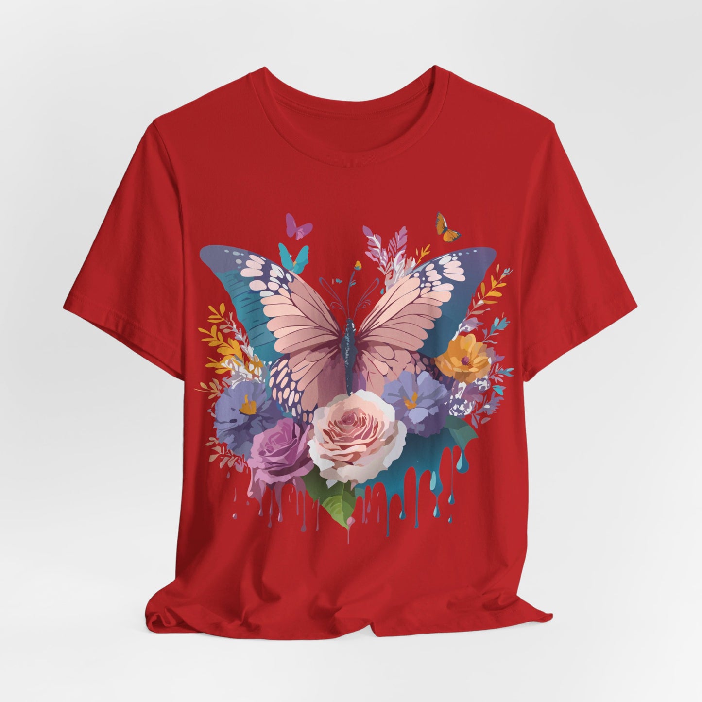 Natural Cotton Tee Shirt with Butterfly