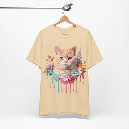 Natural Cotton Tee Shirt with Cat Printify