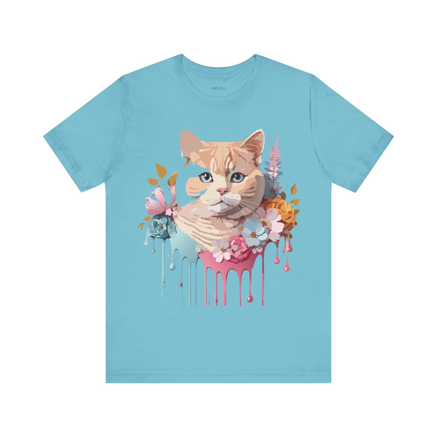 Natural Cotton Tee Shirt with Cat