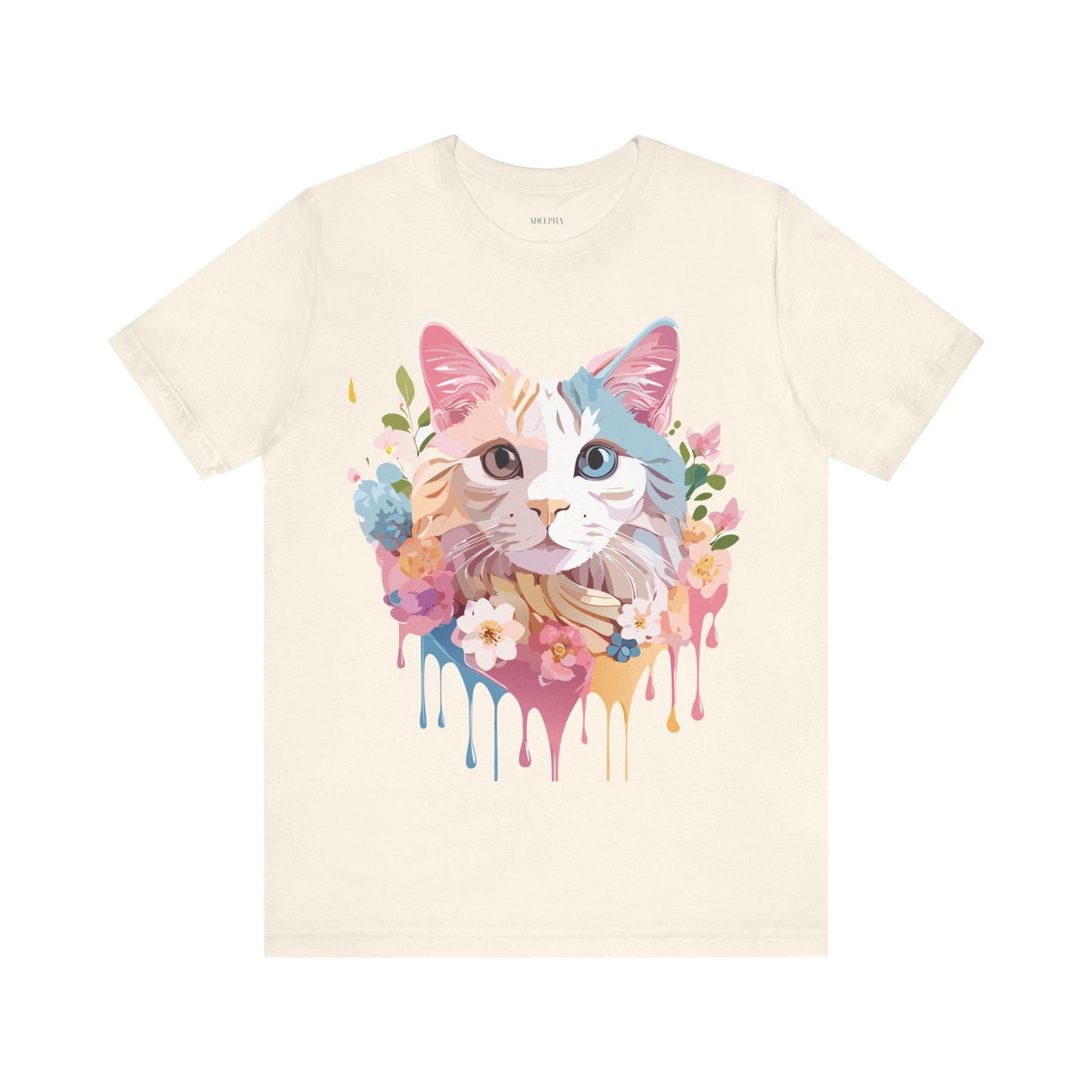 Natural Cotton Tee Shirt with Cat