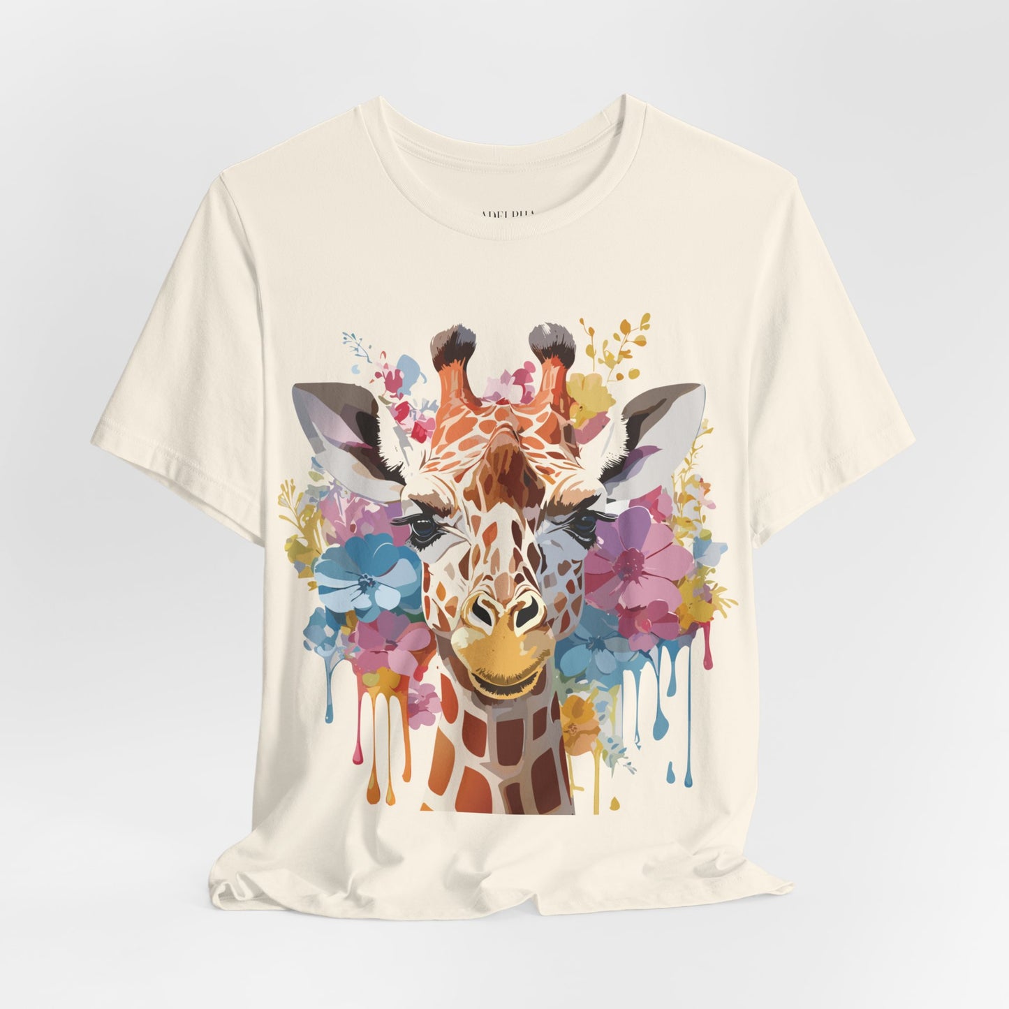 Natural Cotton Tee Shirt with Giraffe