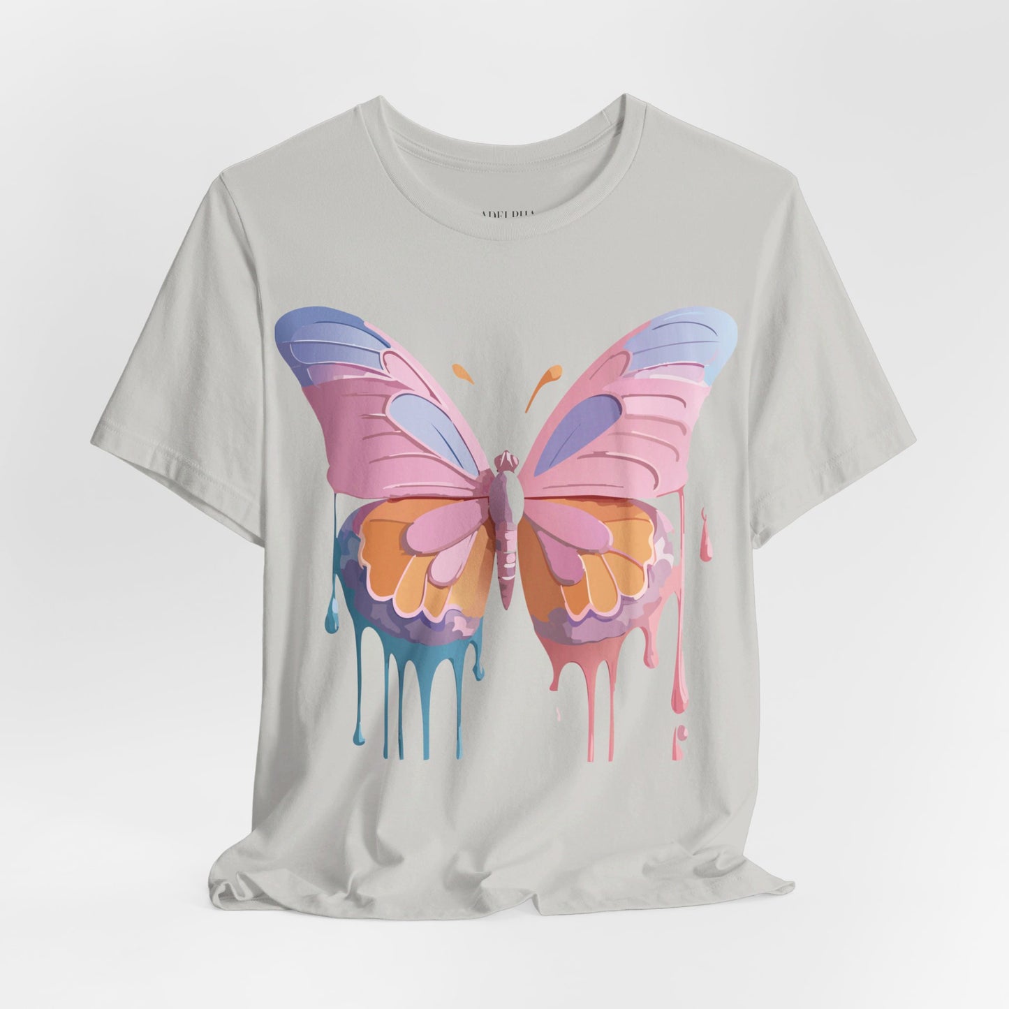 Natural Cotton Tee Shirt with Butterfly