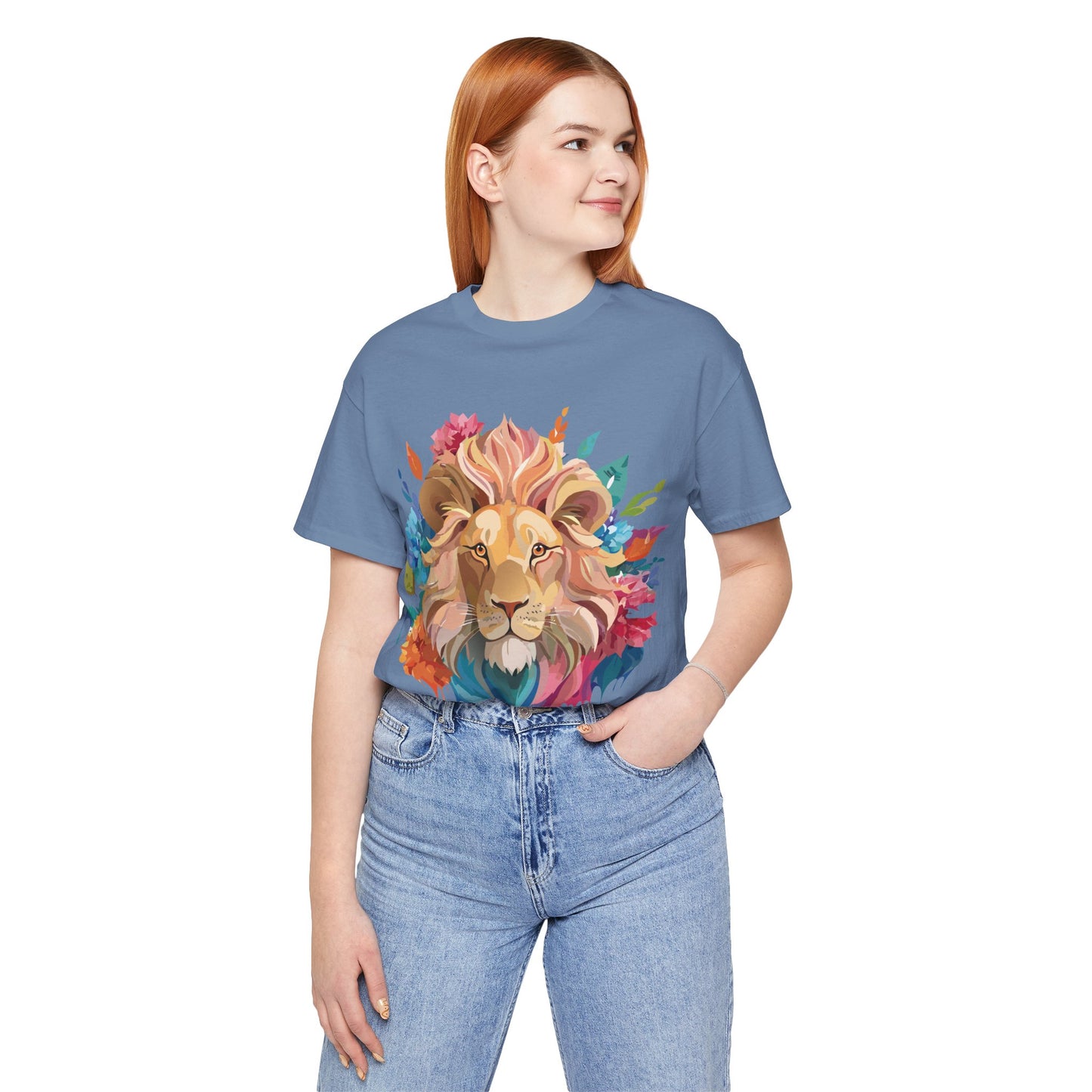 Natural Cotton Tee Shirt with Lion