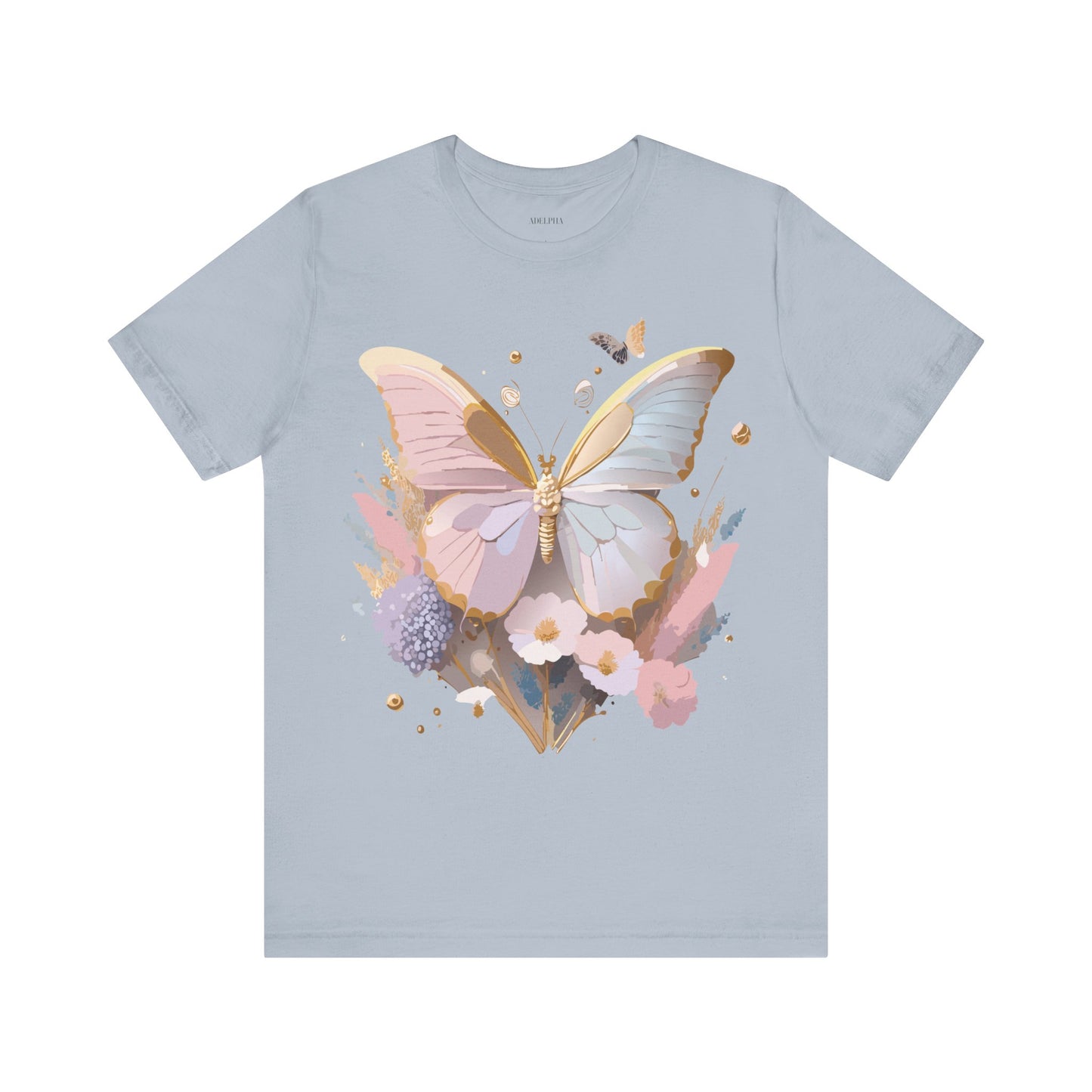 Natural Cotton Tee Shirt with Butterfly