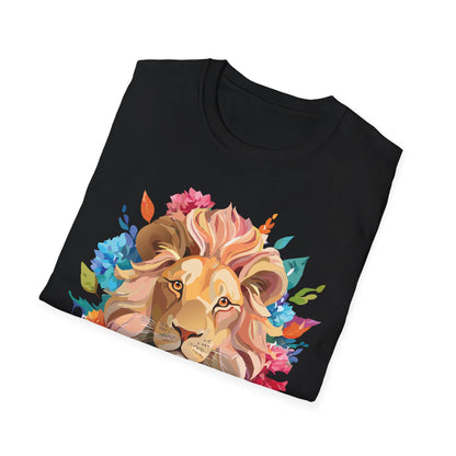 Lion Shirt Unisex Floral Lion Tee Gildan Softstyle 64000 Lightweight Cotton Tee