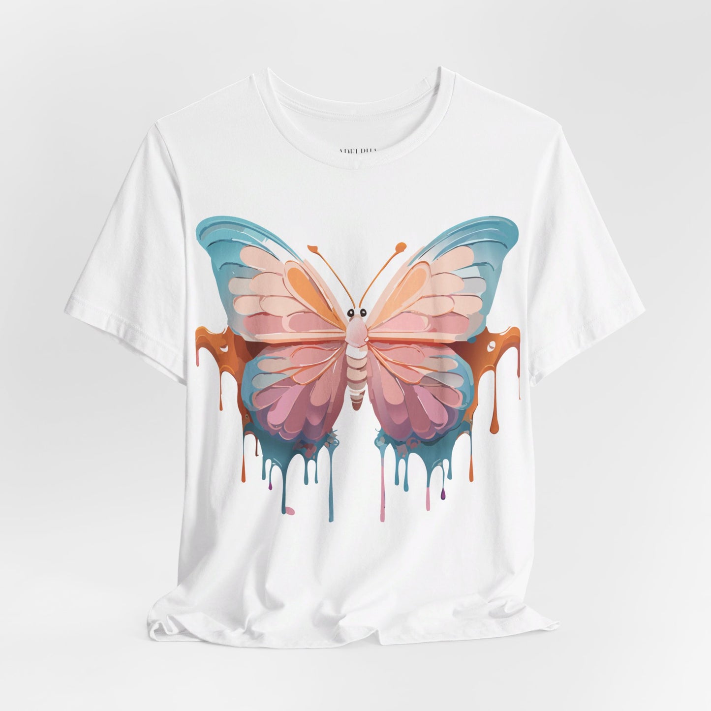 Natural Cotton Tee Shirt with Butterfly