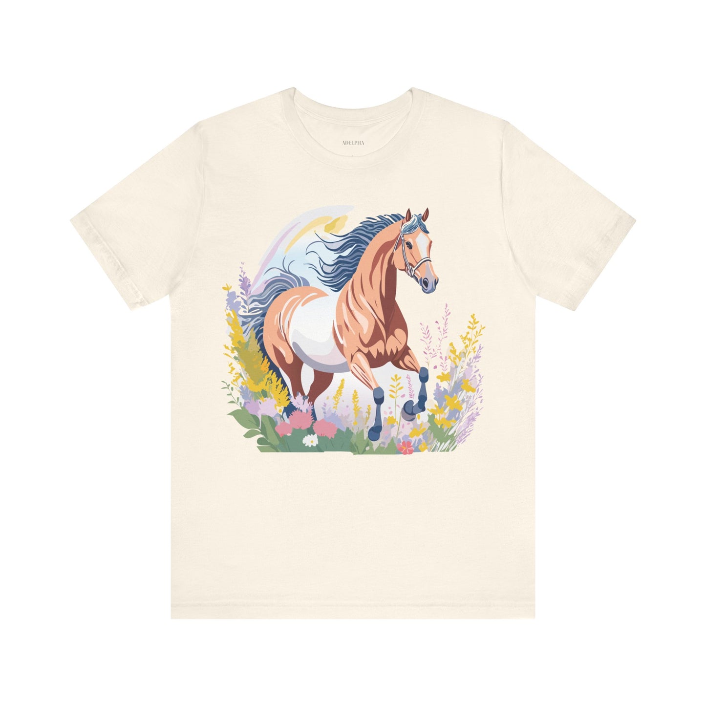 Natural Cotton Tee Shirt with Horse