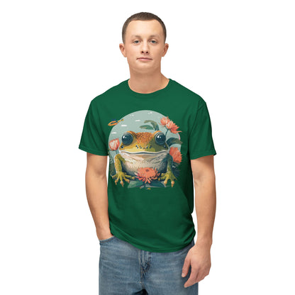 Vintage Frog Art T Shirt With Floral Full Color Print Unisex Tee