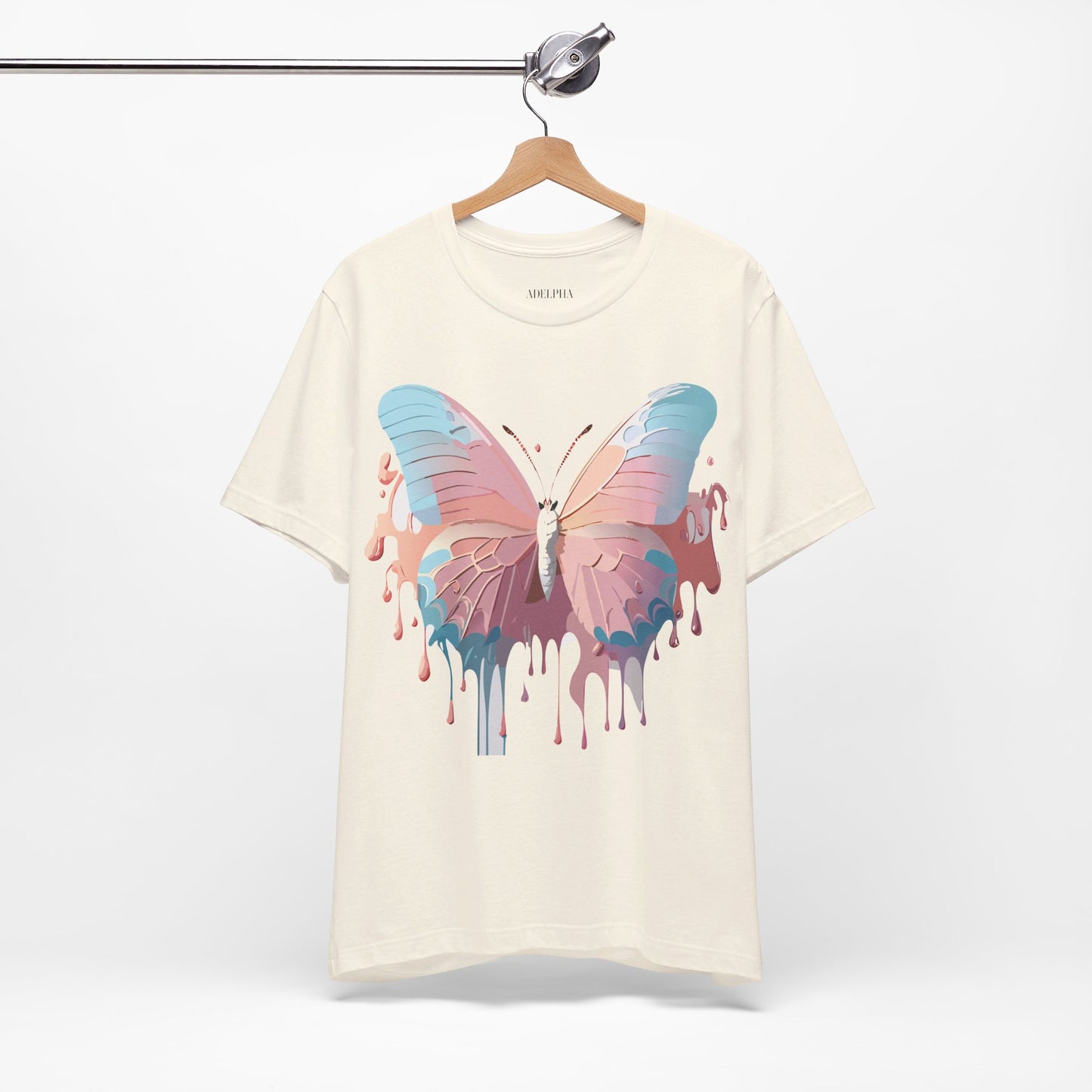 Natural Cotton Tee Shirt with Butterfly