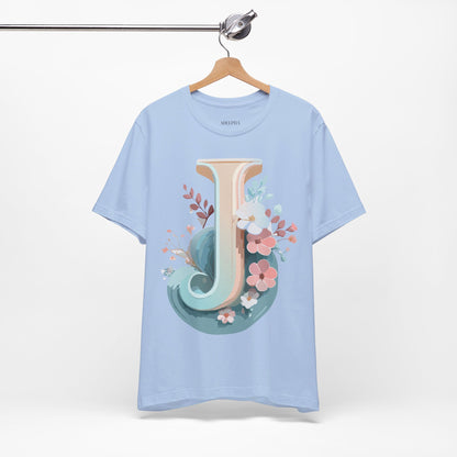 Natural Cotton Tee Shirt - Letters Collection - J Printify