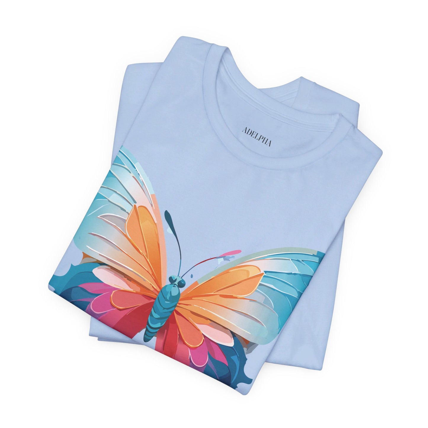 Natural Cotton Tee Shirt with Butterfly