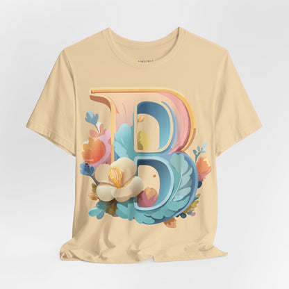 Natural Cotton Tee Shirt - Letters Collection - B Printify