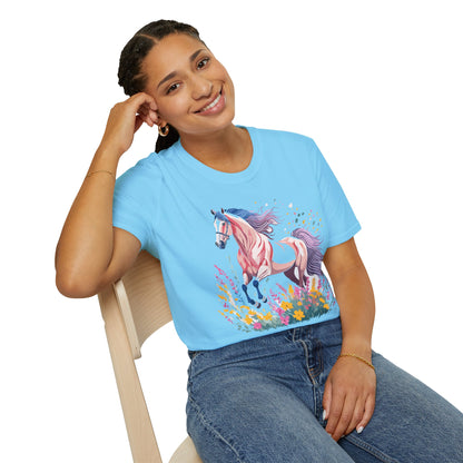 Horse Shirt Unisex Tee Animal Print Gildan Softstyle 64000 Ring Spun Cotton