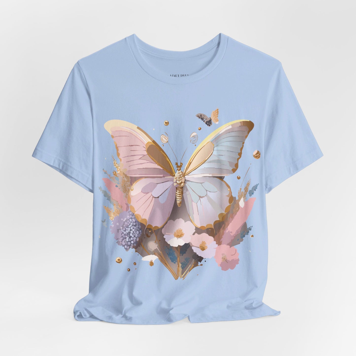 Natural Cotton Tee Shirt with Butterfly