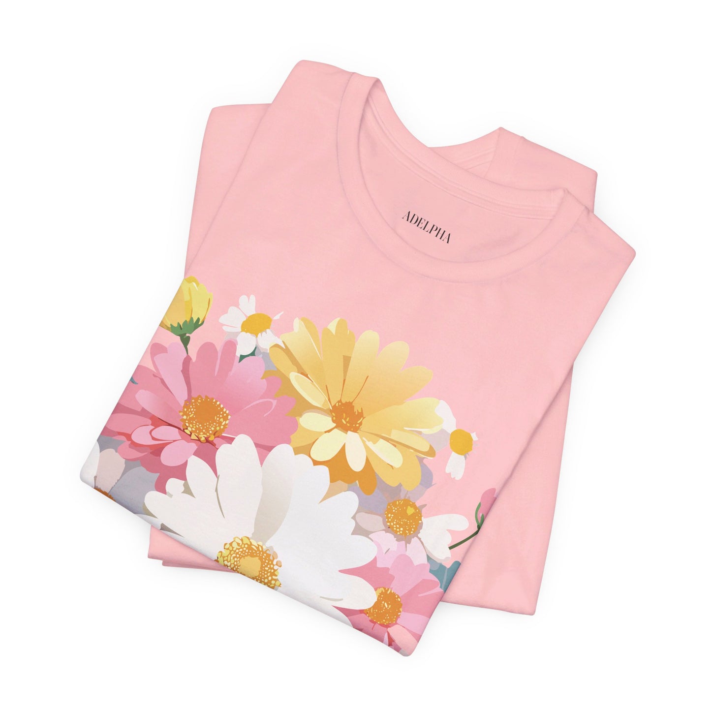 T-shirt en coton naturel avec fleurs