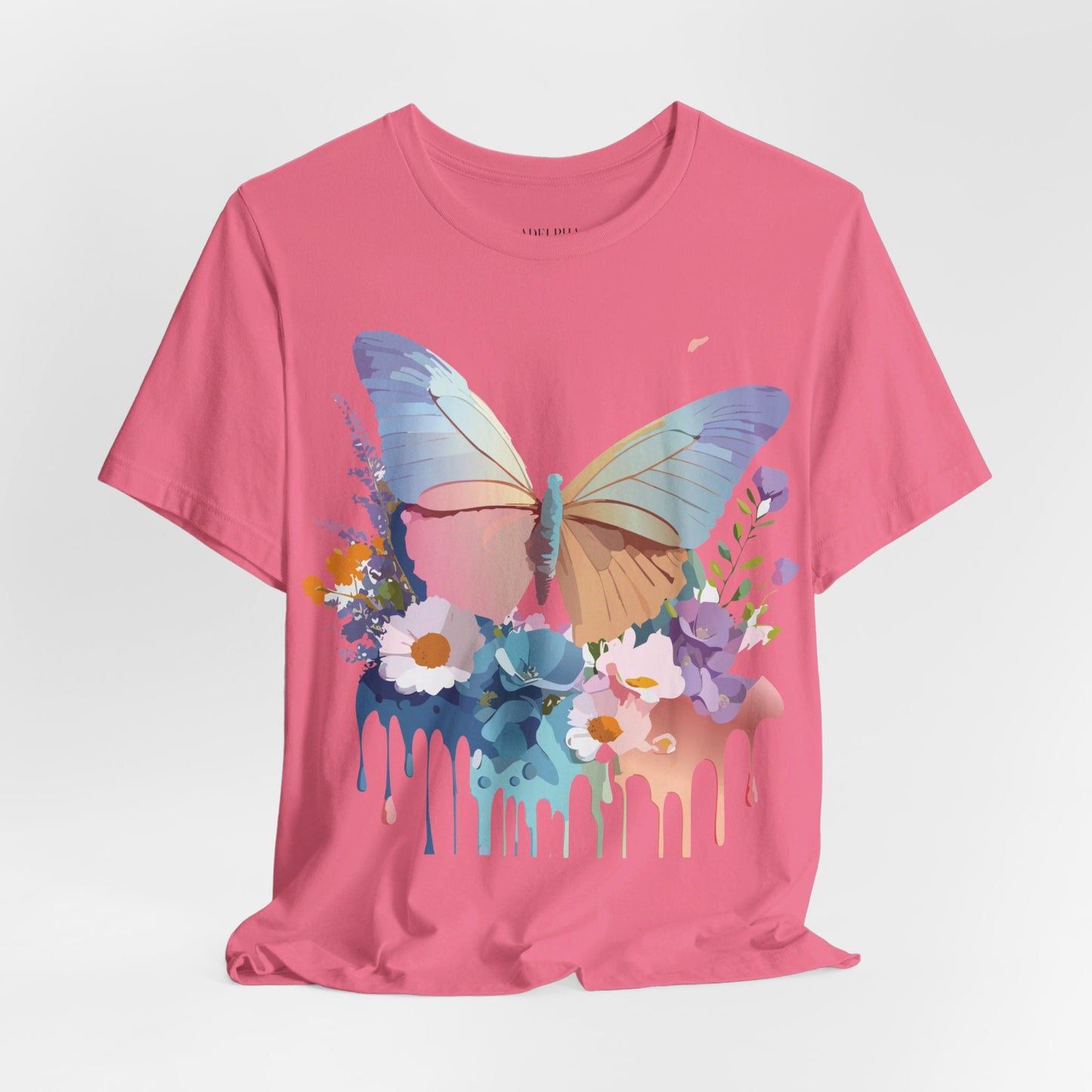 Natural Cotton Tee Shirt with Butterfly