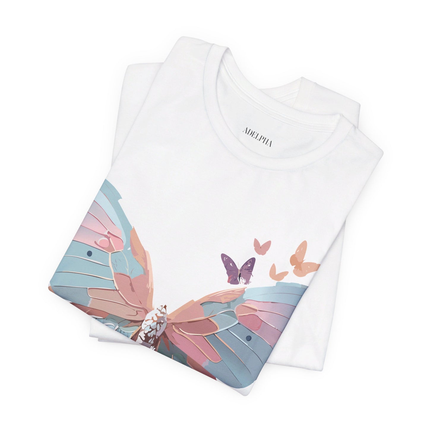 Natural Cotton Tee Shirt with Butterfly