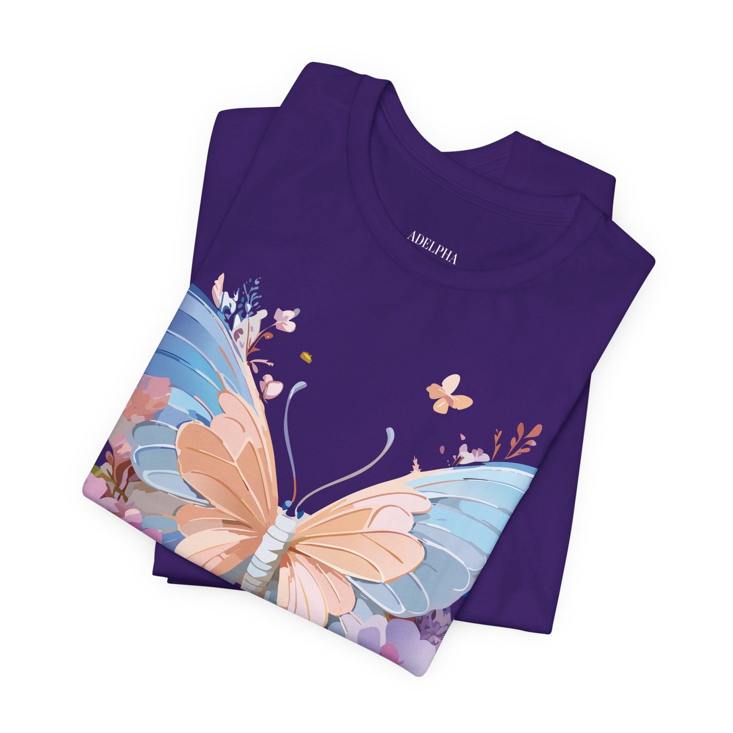 Natural Cotton Tee Shirt with Butterfly